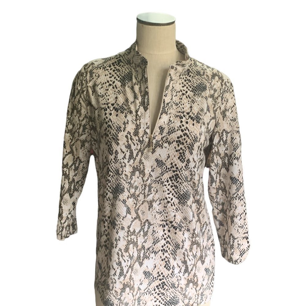 Sport Haley 1/4 Zip Top Long Sleeve Animal Print/Snakeskin Sz M #48H - Picture 2 of 10
